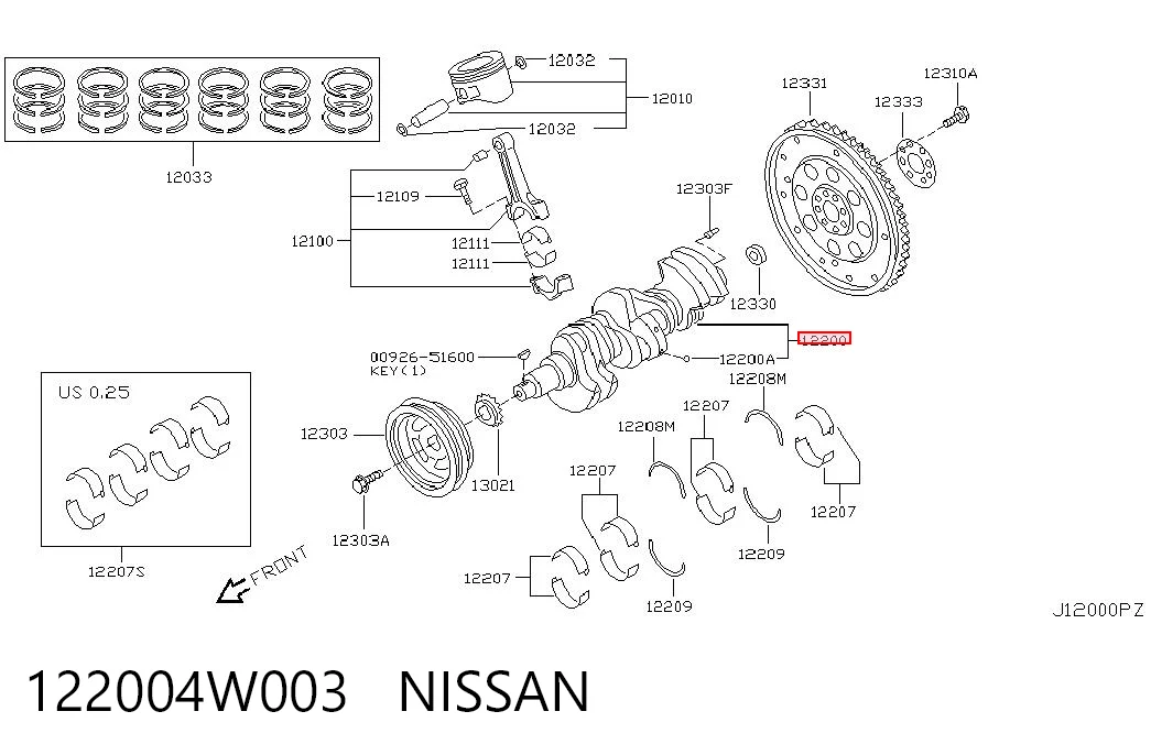 122004W003 Nissan/Infiniti Cambota de motor