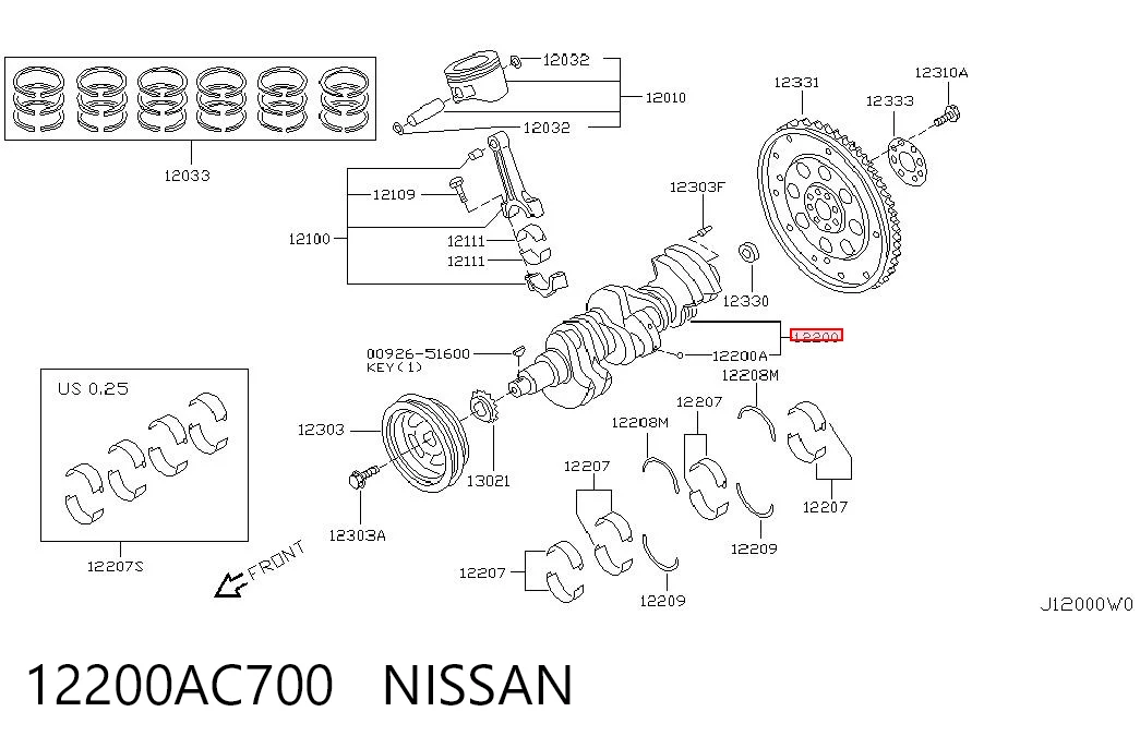 12200AC700 Nissan/Infiniti Cambota de motor