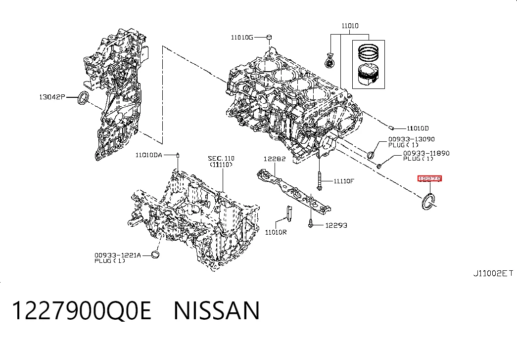 Vedação traseira de cambota de motor Nissan Tiida  C13