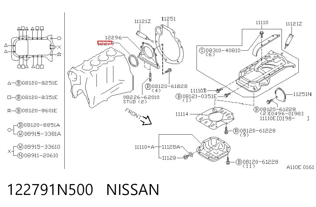Vedação traseira de cambota de motor Nissan X-Trail  T30