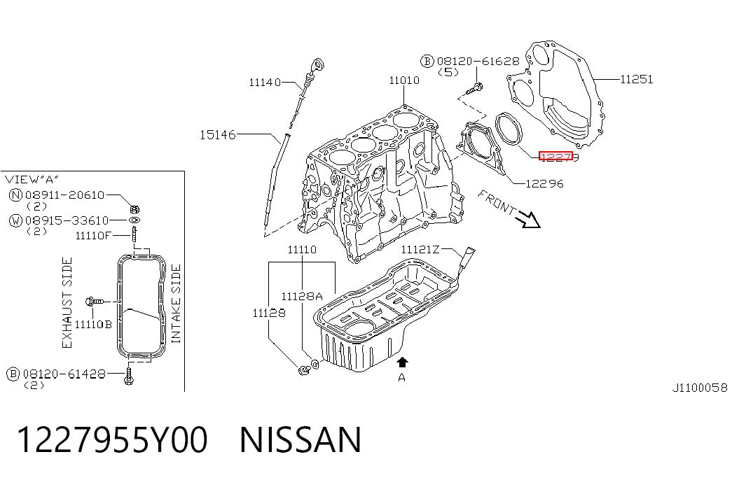  Vedação traseira de cambota de motor Nissan X-Trail SUV (T30) (2001 - 2007) 