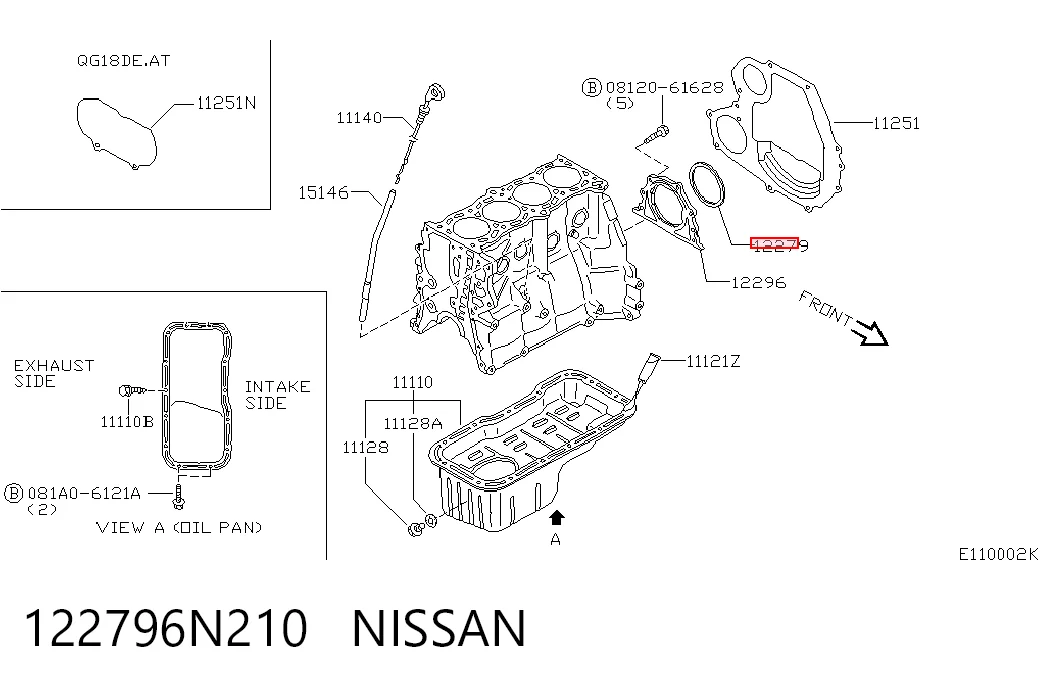 Vedação traseira de cambota de motor Nissan Sunny II N13