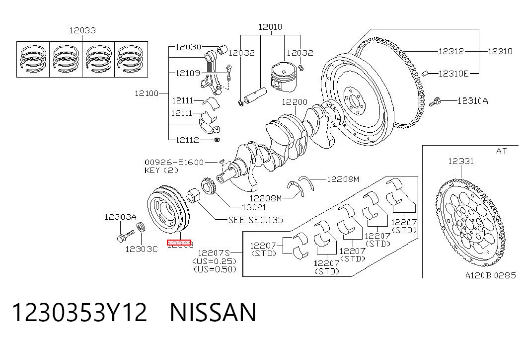 Polia de cambota para Nissan Sunny II N13