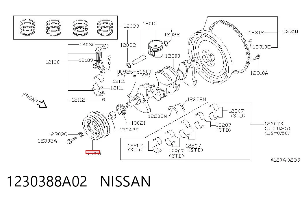 Polia de cambota para Nissan Sunny II N13