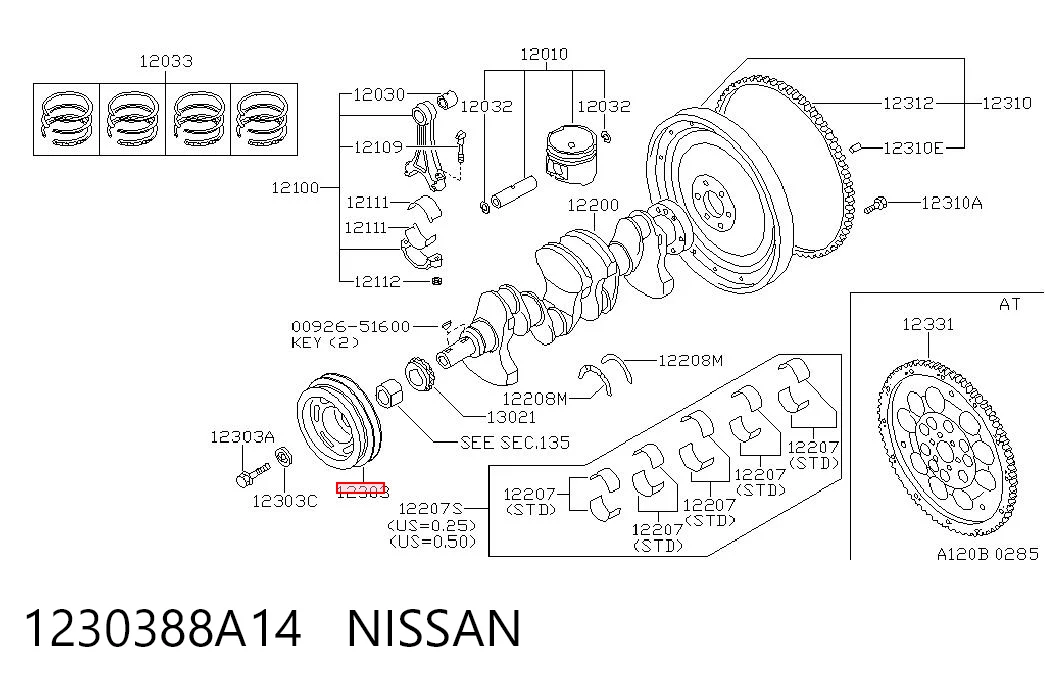  Polia de cambota Nissan Sunny II sedan (N13) (1986 - 1991) II