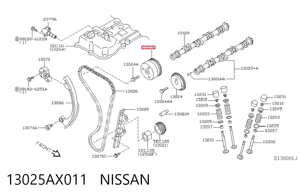 Engrenagem de cadeia da roda dentada da árvore distribuidora de motor para Nissan Micra K12