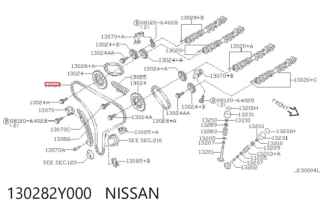 130282Y000 Nissan/Infiniti Cadeia do mecanismo de distribuição de gás