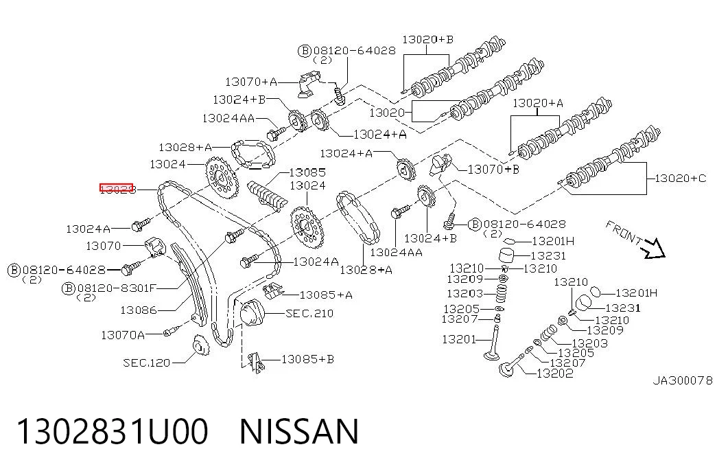 1302831U00 Nissan/Infiniti Cadeia do mecanismo de distribuição de gás