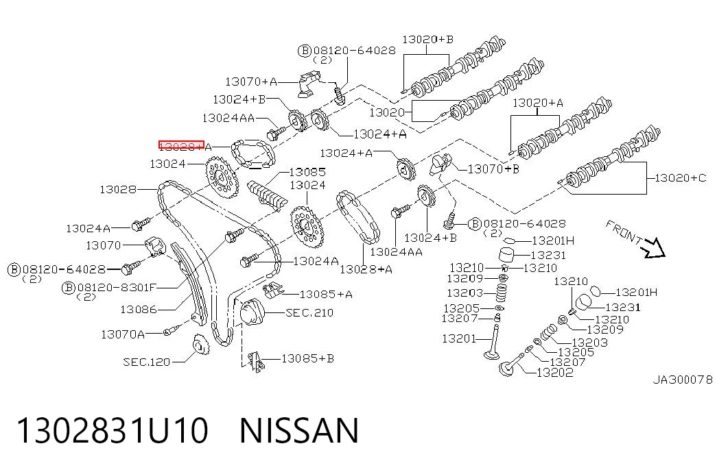 1302831U10 Nissan/Infiniti Cadeia superior do mecanismo de distribuição de gás