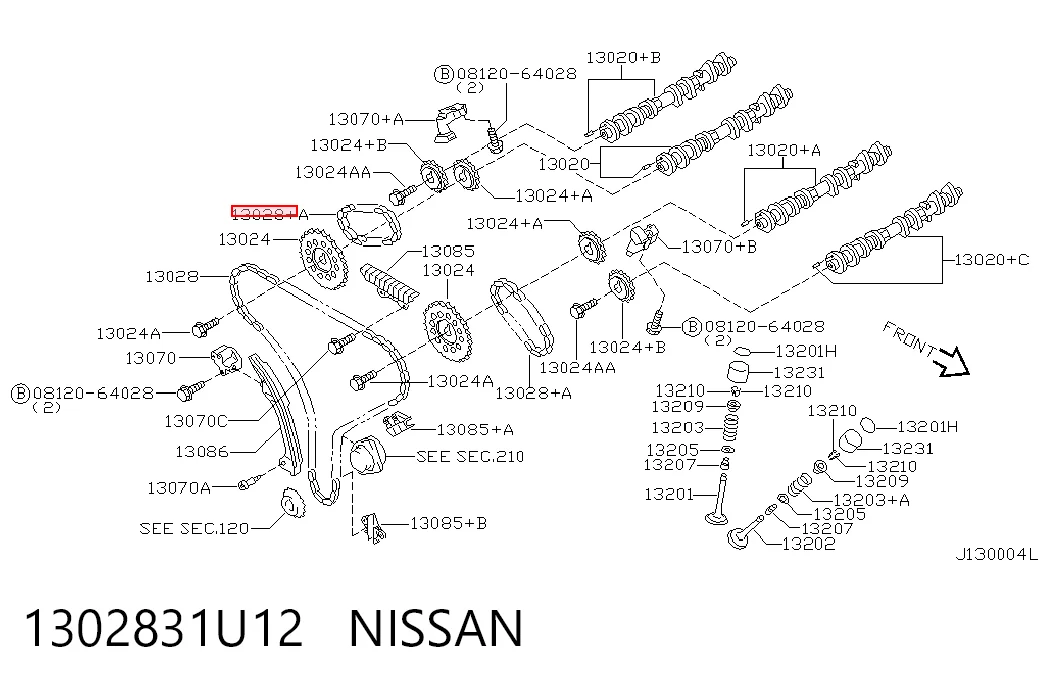 1302831U12 Nissan/Infiniti Cadeia superior do mecanismo de distribuição de gás