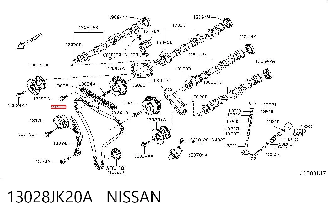 13028JK20A Nissan/Infiniti Cadeia do mecanismo de distribuição de gás