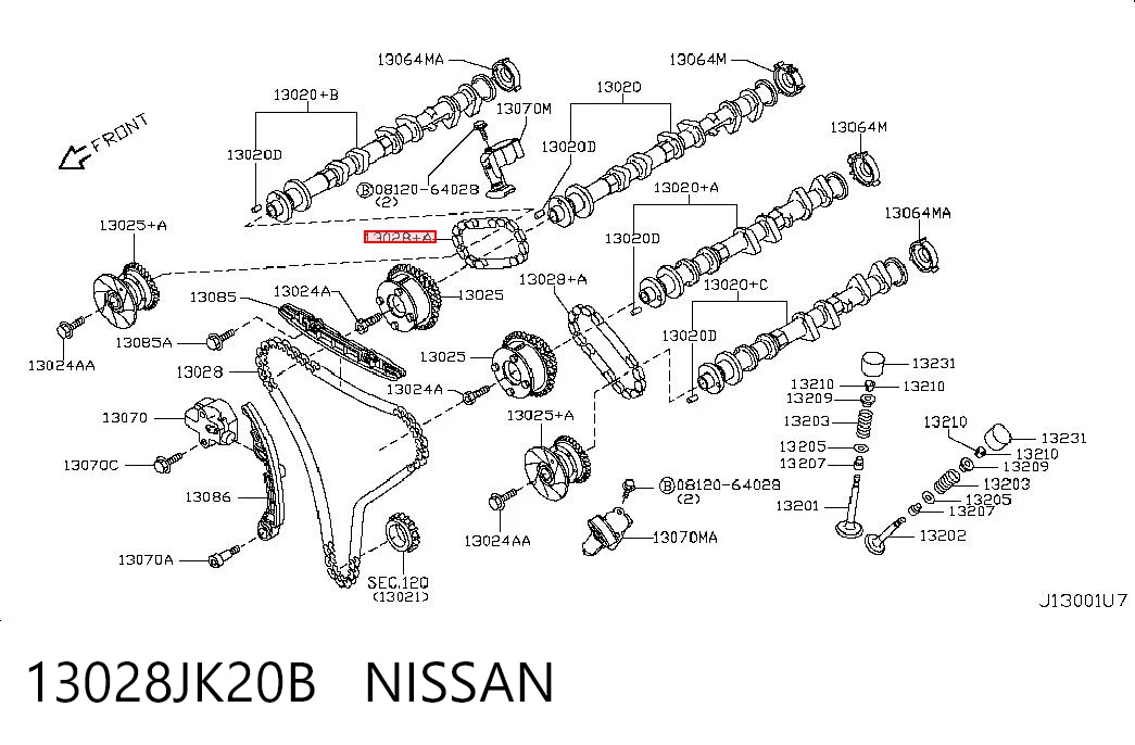 13028JK20B Nissan/Infiniti Cadeia superior do mecanismo de distribuição de gás