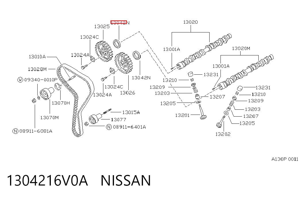 Vedação dianteira de cambota de motor para Nissan Sunny II N13