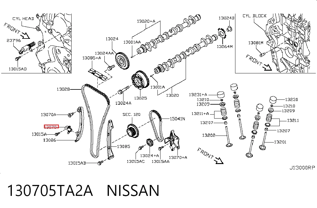 130705TA2A Nissan/Infiniti Reguladora de tensão da cadeia do mecanismo de distribuição de gás