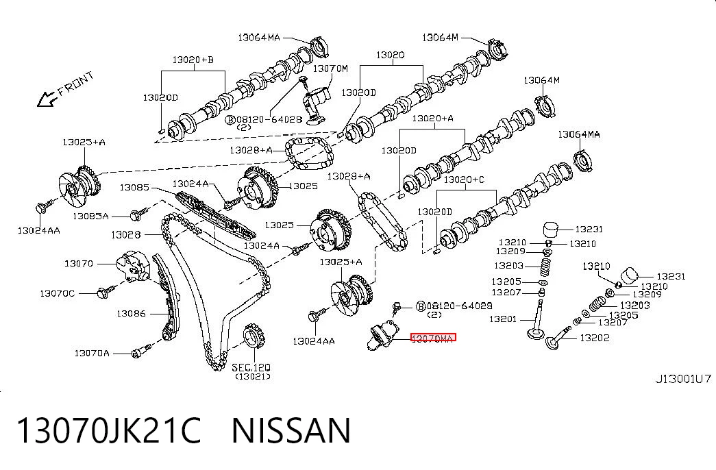 13070JK21C Nissan/Infiniti Reguladora de tensão esquerda da cadeia do mecanismo de distribuição de gás da árvore de cames