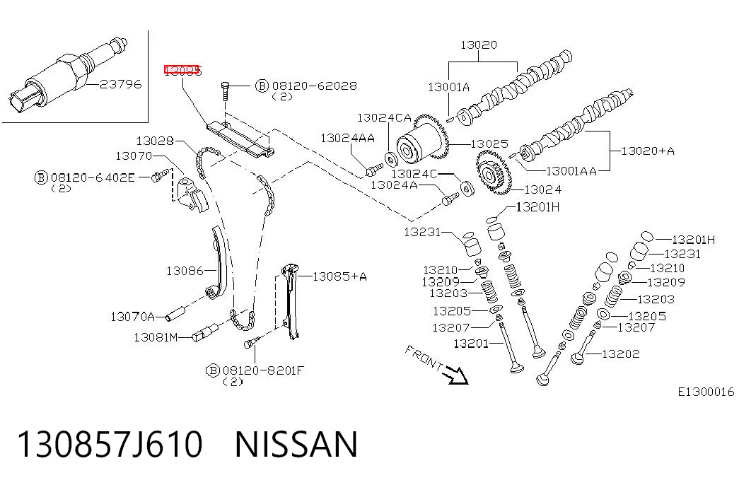Amortecedor de cadeia do mecanismo de distribuição de gás, superior CBC para Nissan Primera P11