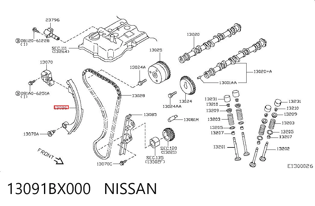Amortecedor de cadeia do mecanismo de distribuição de gás, esquerdo Nissan Note E11 ao melhor preço