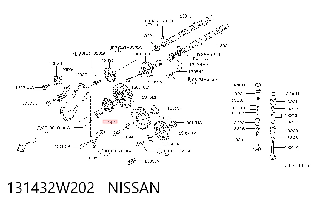 Engrenagem de cadeia da roda dentada da árvore distribuidora de motor para Nissan Terrano II R20