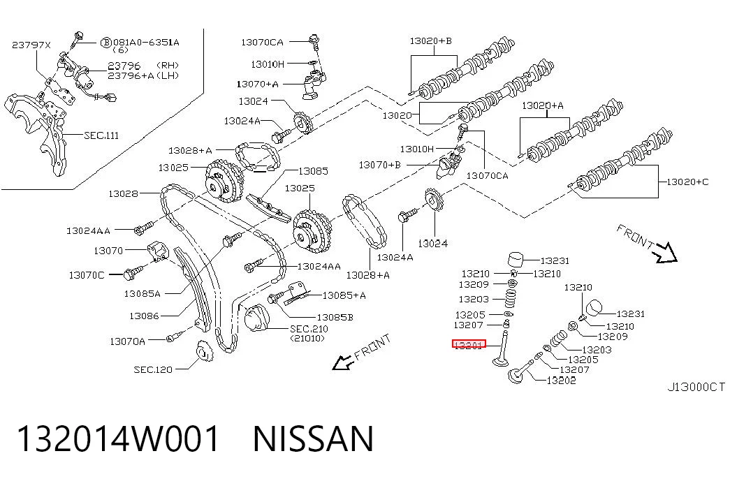 132014W001 Nissan/Infiniti Válvula de admissão