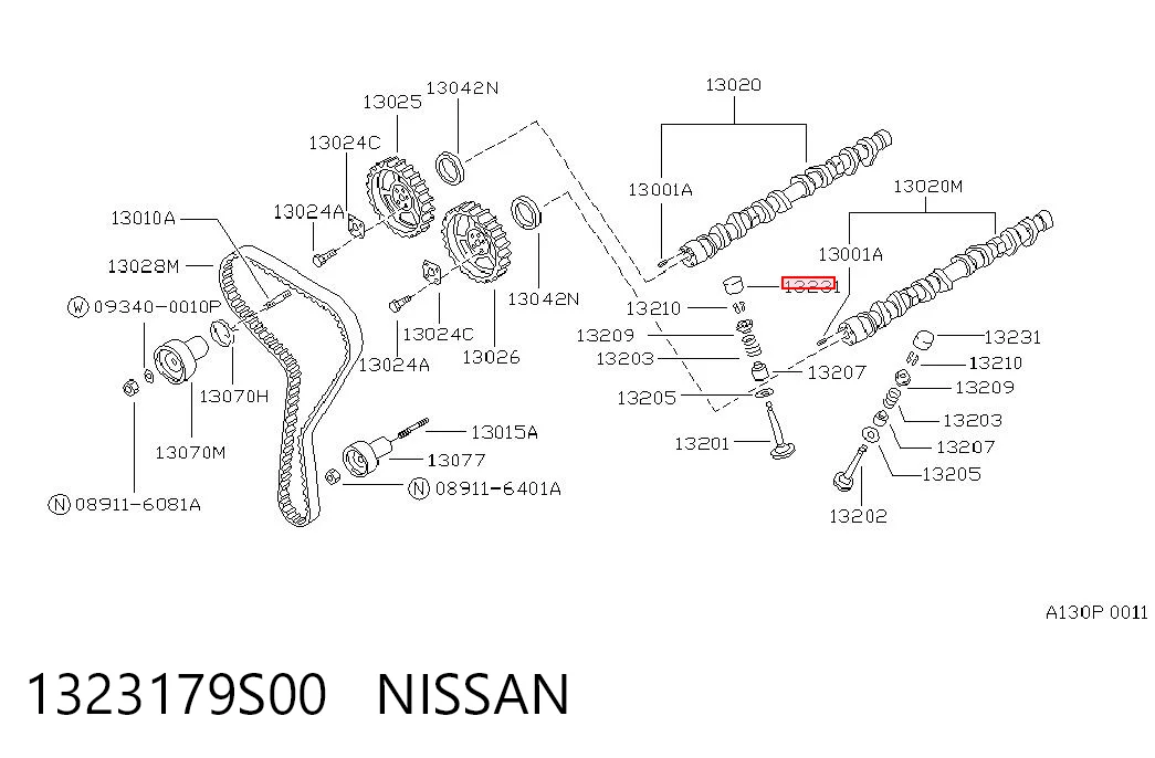 1323179S00 Nissan/Infiniti Compensador hidrâulico (empurrador hidrâulico), empurrador de válvulas