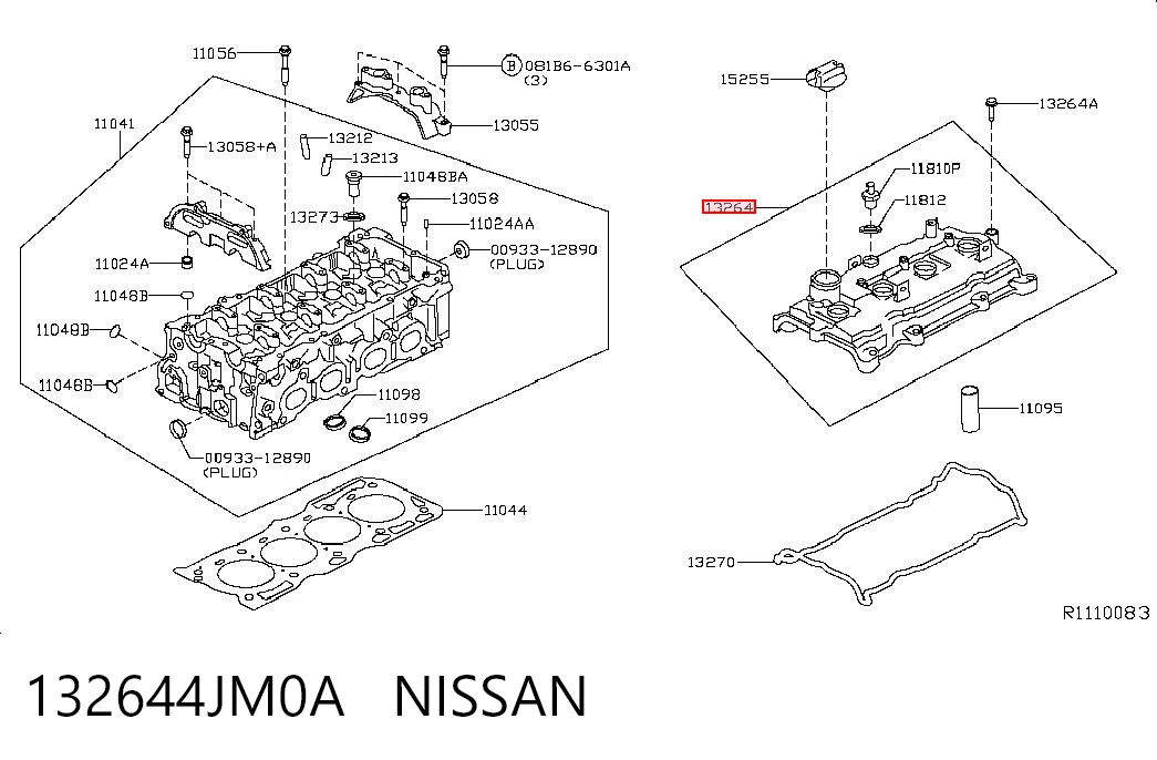 132644JM0A Nissan/Infiniti Tampa de válvulas