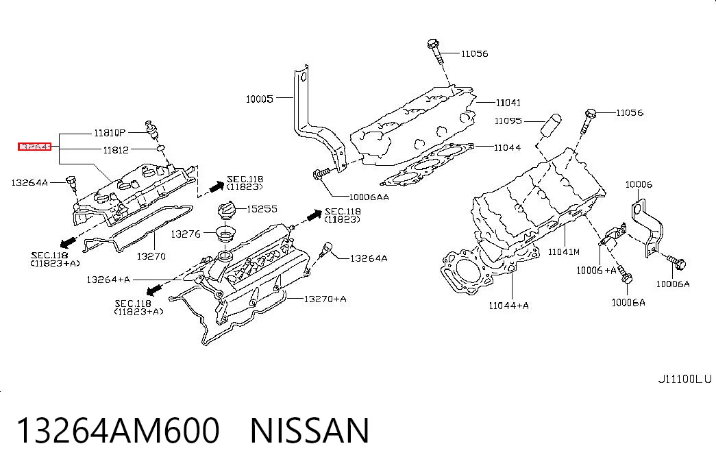 13264AM600 Nissan/Infiniti Tampa de válvulas direita