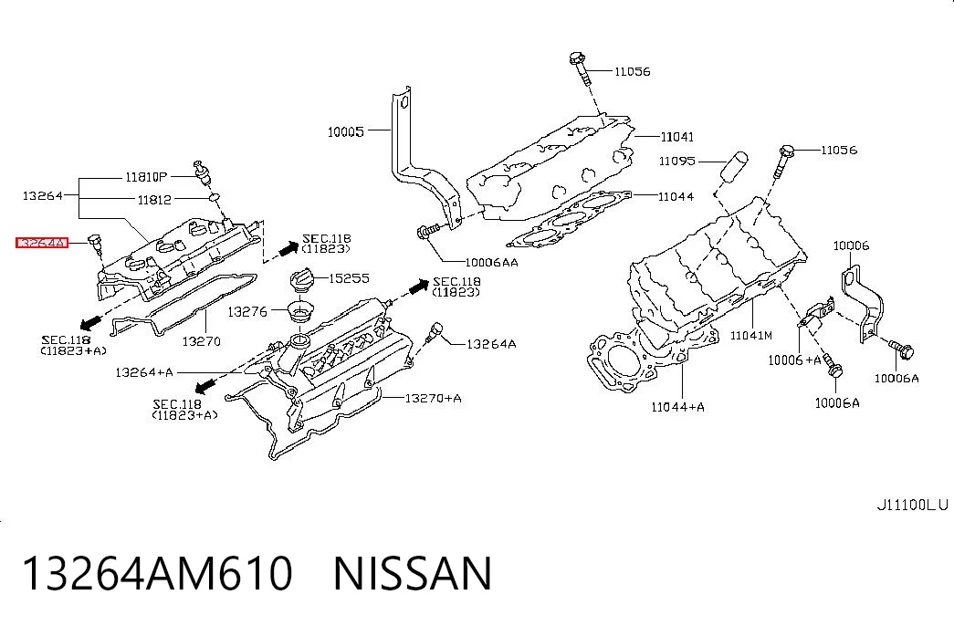 13264AM610 Nissan/Infiniti Tampa de válvulas esquerda
