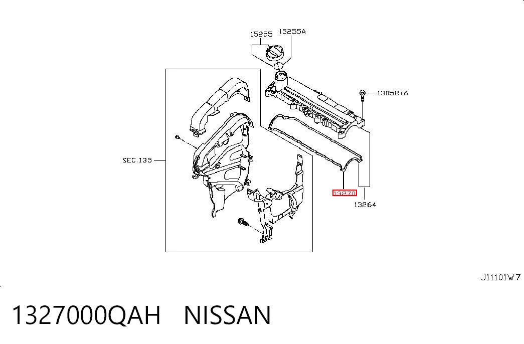 Vedante de tampa de válvulas de motor para Nissan Qashqai I J10