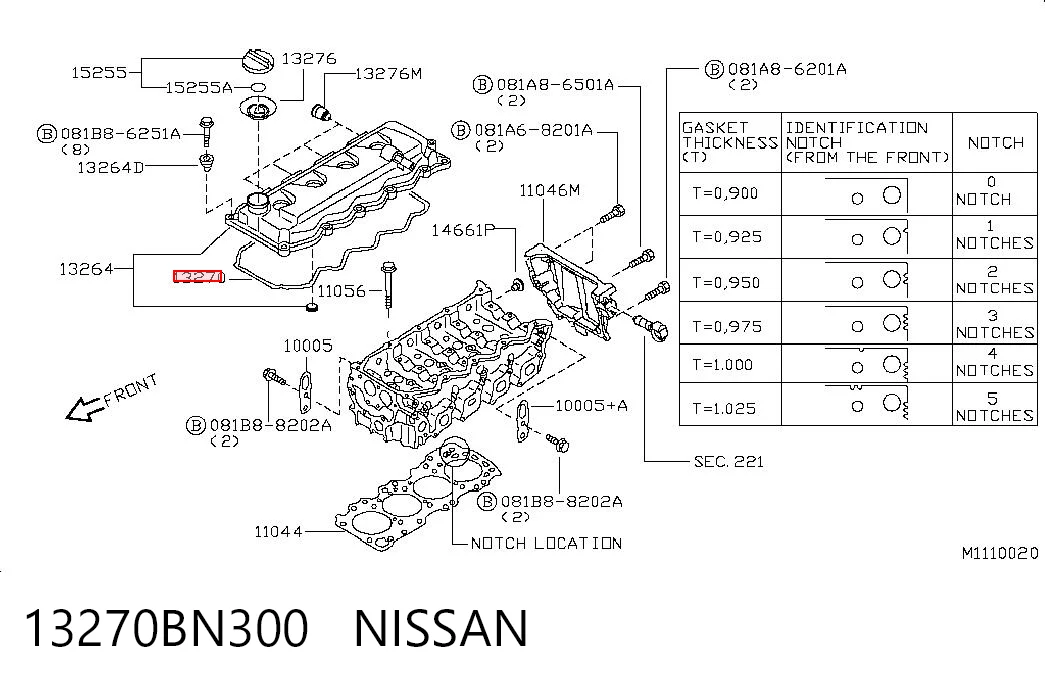 Vedante de tampa de válvulas de motor Nissan Navara NP300 III D40