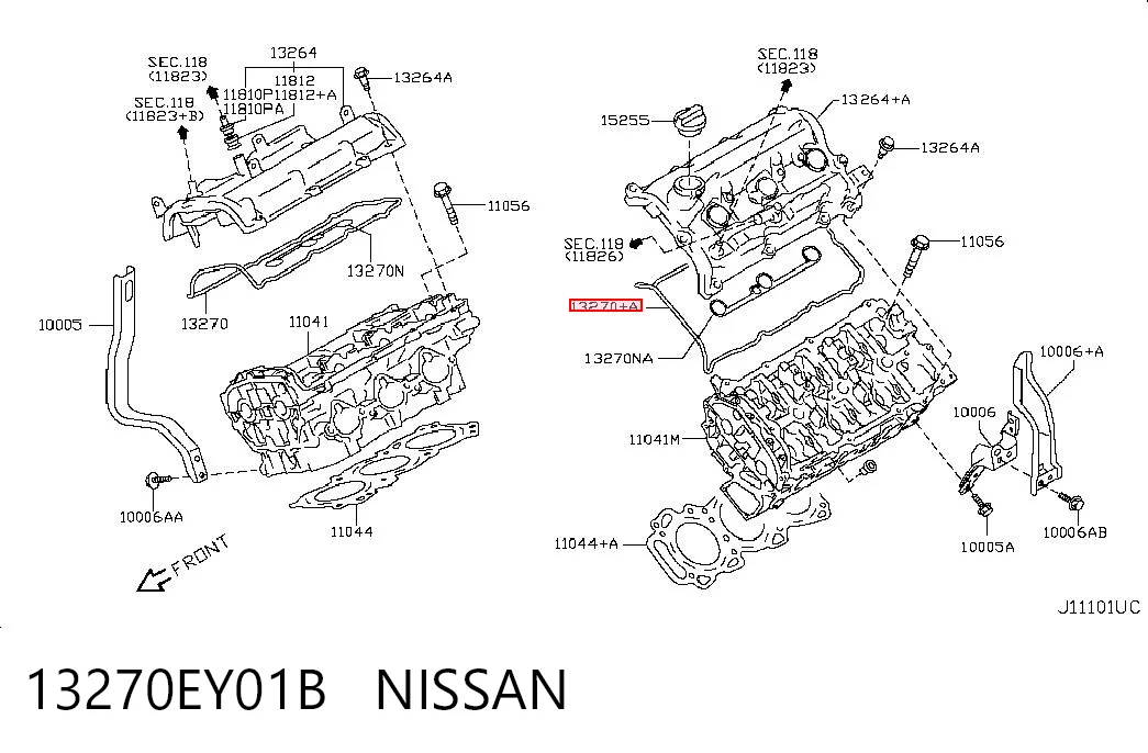 13270EY01B Nissan/Infiniti Vedante da tampa de válvulas de motor esquerdo