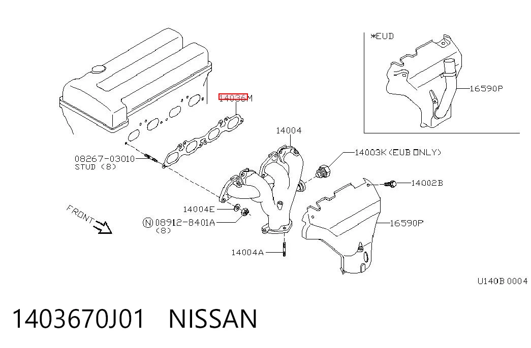 Vedante de tubo coletor de escape para Nissan Primera P10