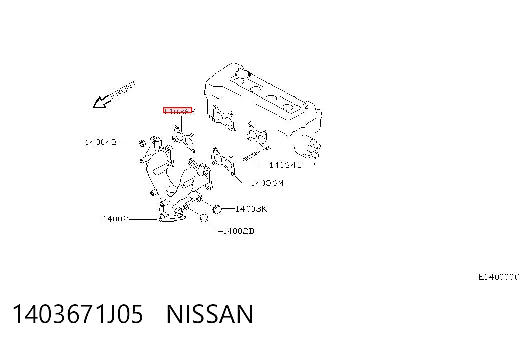 Vedante de tubo coletor de escape para Nissan Sunny N14