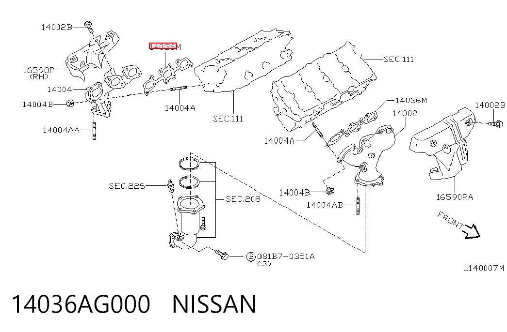 Vedante de tubo coletor de escape Nissan Altima L31 
