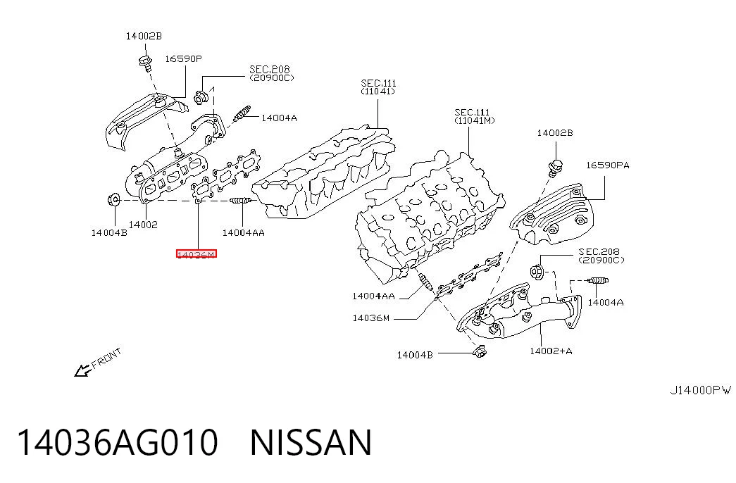  Vedante de tubo coletor de escape Nissan Altima L31 sedan (2001 - 2006) L31