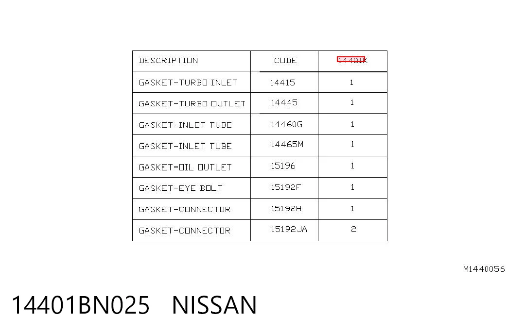 14401BN025 Nissan/Infiniti
