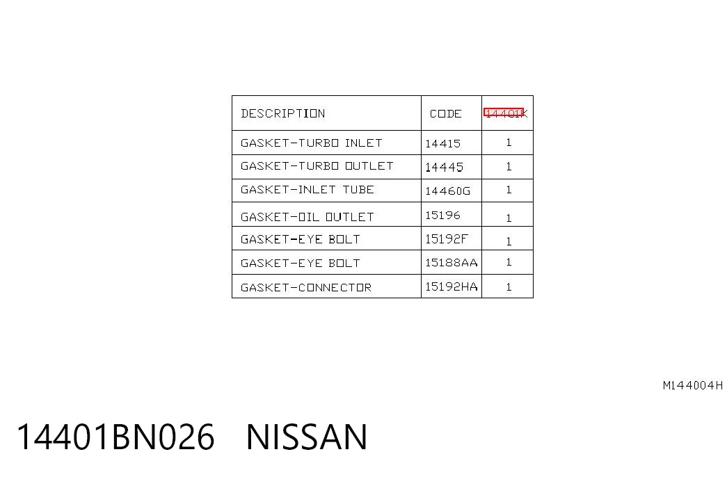 14401BN026 Nissan/Infiniti