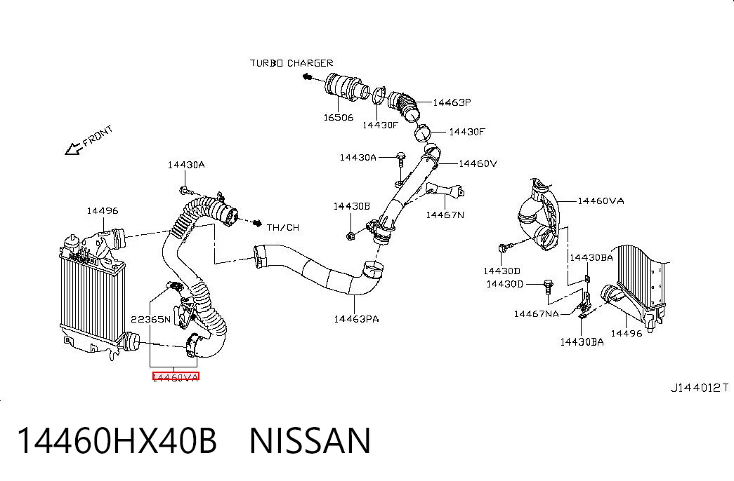 14460HX40B Nissan/Infiniti Mangueira (cano derivado) de intercooler