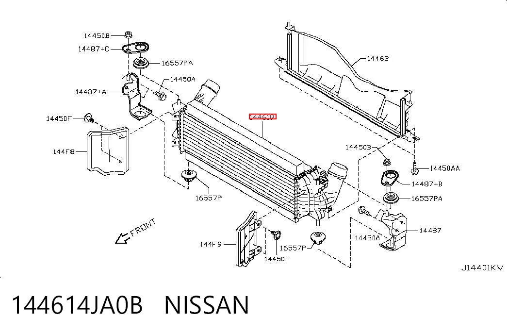 144614JA0B Nissan/Infiniti Radiador de intercooler