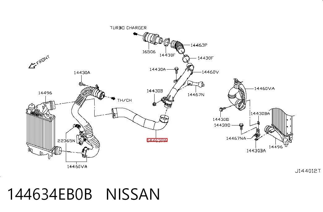 144634EB0B Nissan/Infiniti Mangueira (cano derivado) de intercooler