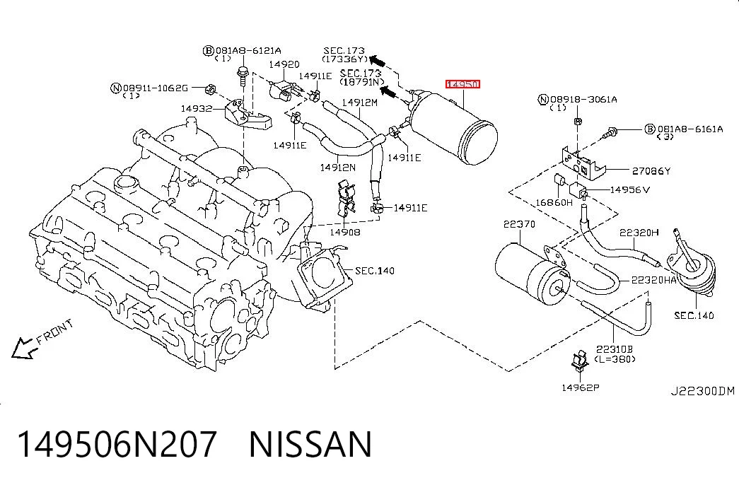 Adsorvedor dos vapores de combustível Nissan Primera  P12