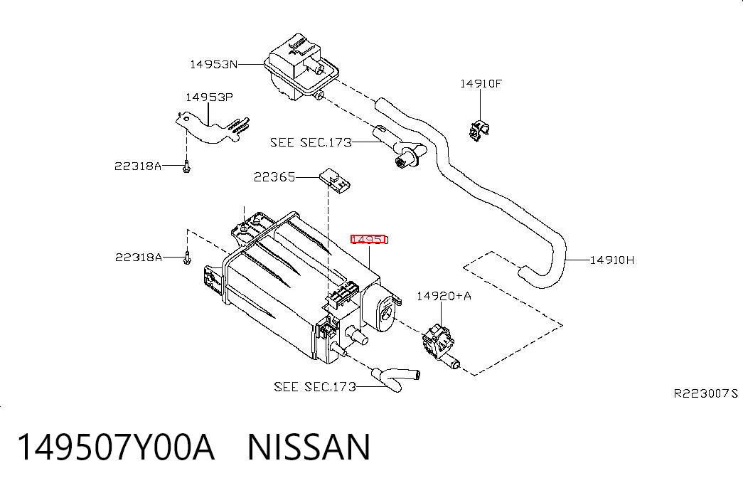 149507Y00A Nissan/Infiniti Adsorvedor dos vapores de combustível