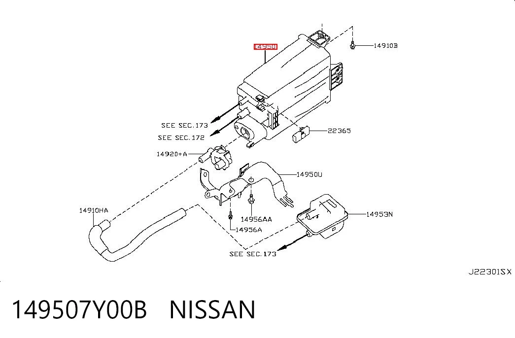 149507Y00B Nissan/Infiniti Adsorvedor dos vapores de combustível