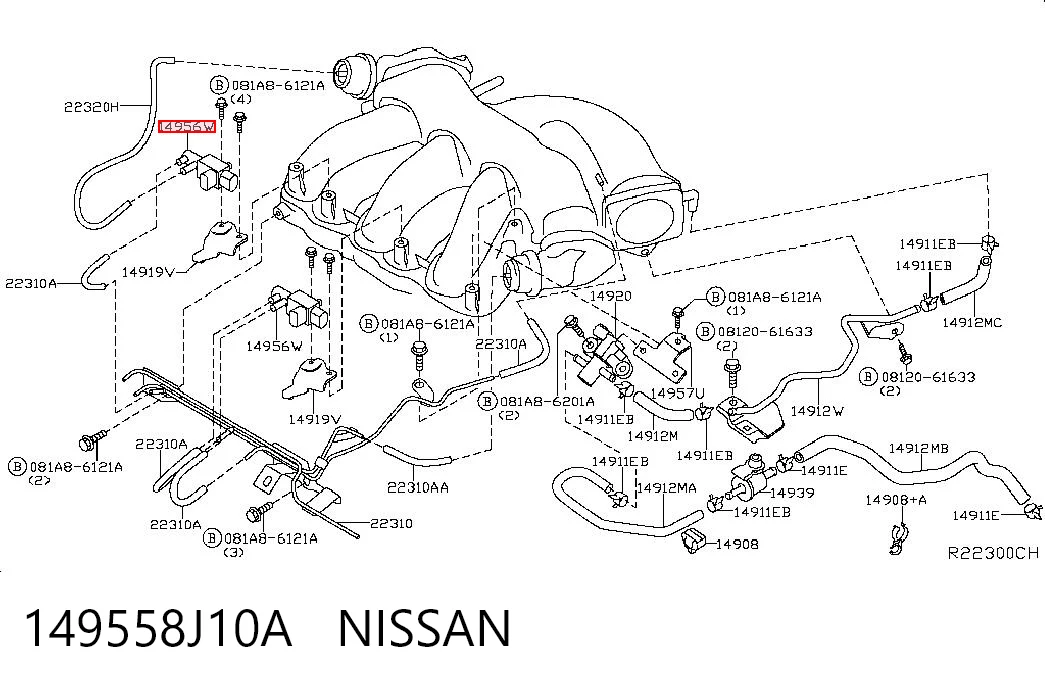 149558J10A Nissan/Infiniti Válvula solenoide de regulação de comporta EGR