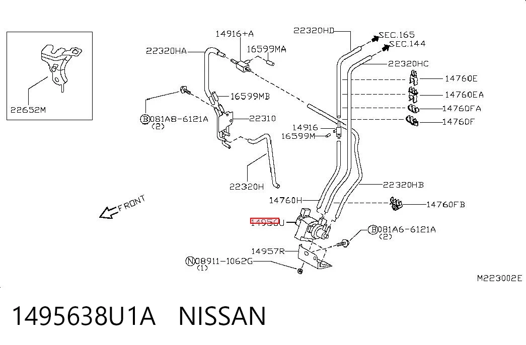 1495638U1A Nissan/Infiniti Válvula de retorno pneumática