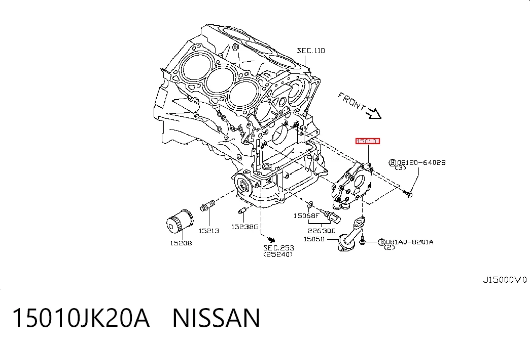 15010JK20A Nissan/Infiniti Bomba de óleo