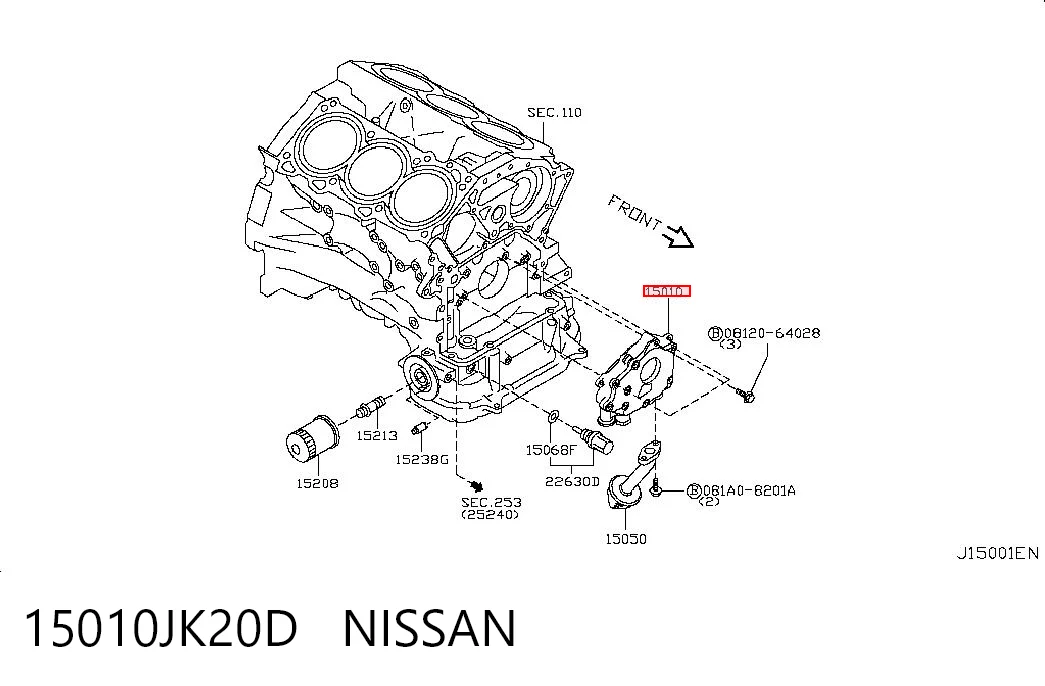 15010JK20D Nissan/Infiniti Bomba de óleo