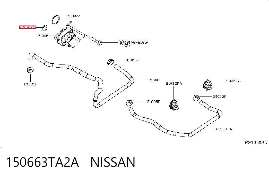 150663TA2A Nissan/Infiniti Vedante de receptor de óleo