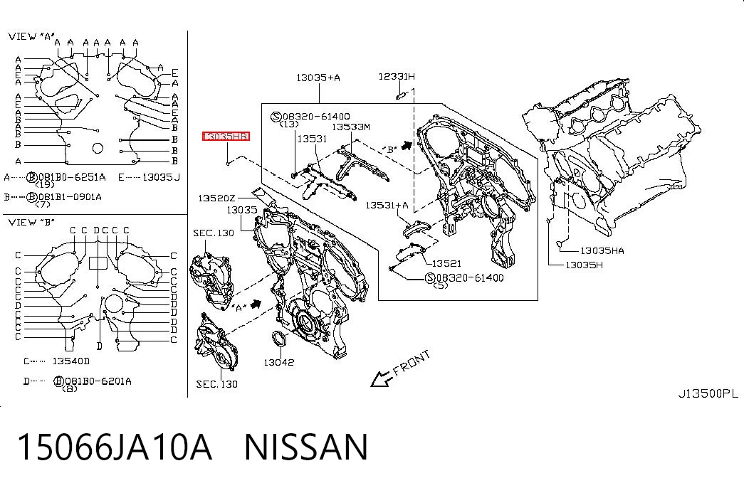 15066JA10A Nissan/Infiniti Vedante dianteiro de tampa de motor, bucim da Bomba de Combustível de Pressão Alta