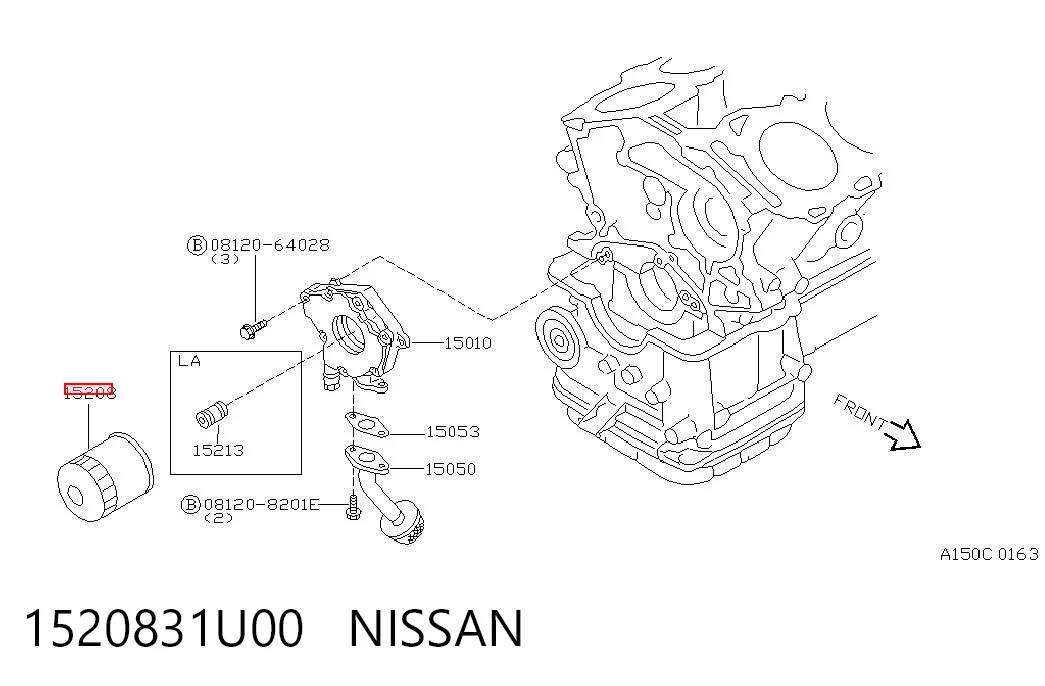 1520831U00 Nissan/Infiniti Filtro de óleo