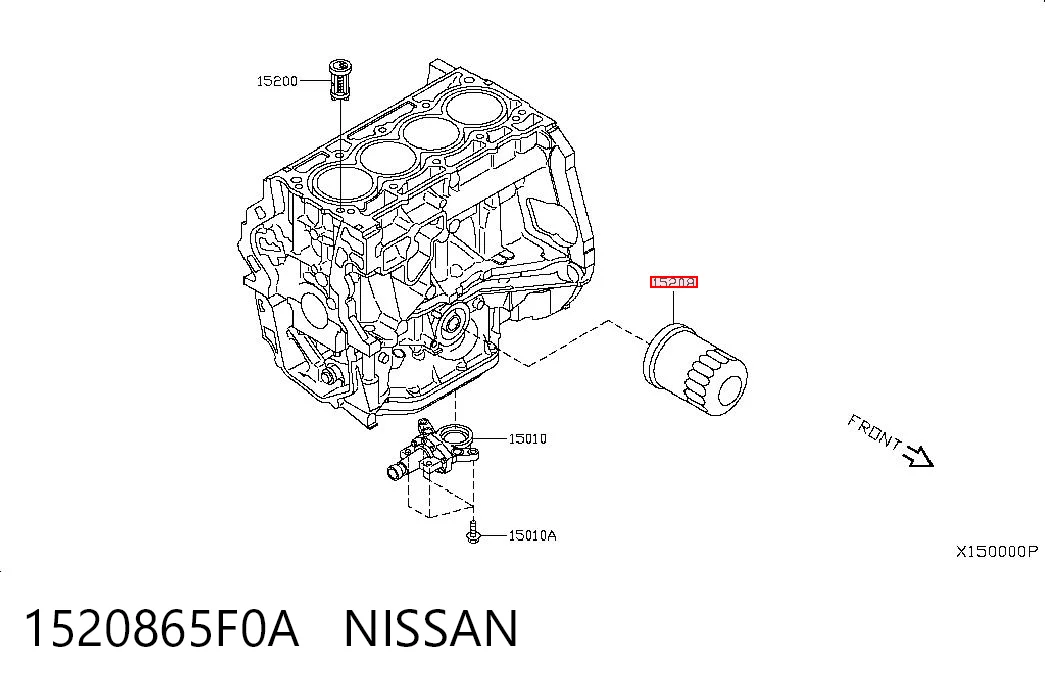 1520865F0A Nissan/Infiniti Filtro de óleo